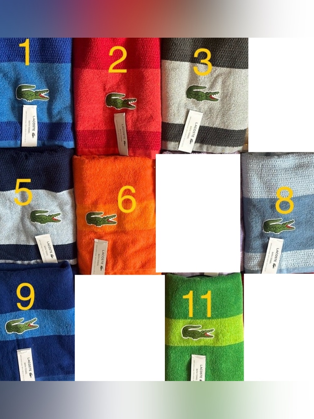 Lacoste Large Bath Pool Towel variation 30” x 52” new, choose your colors
